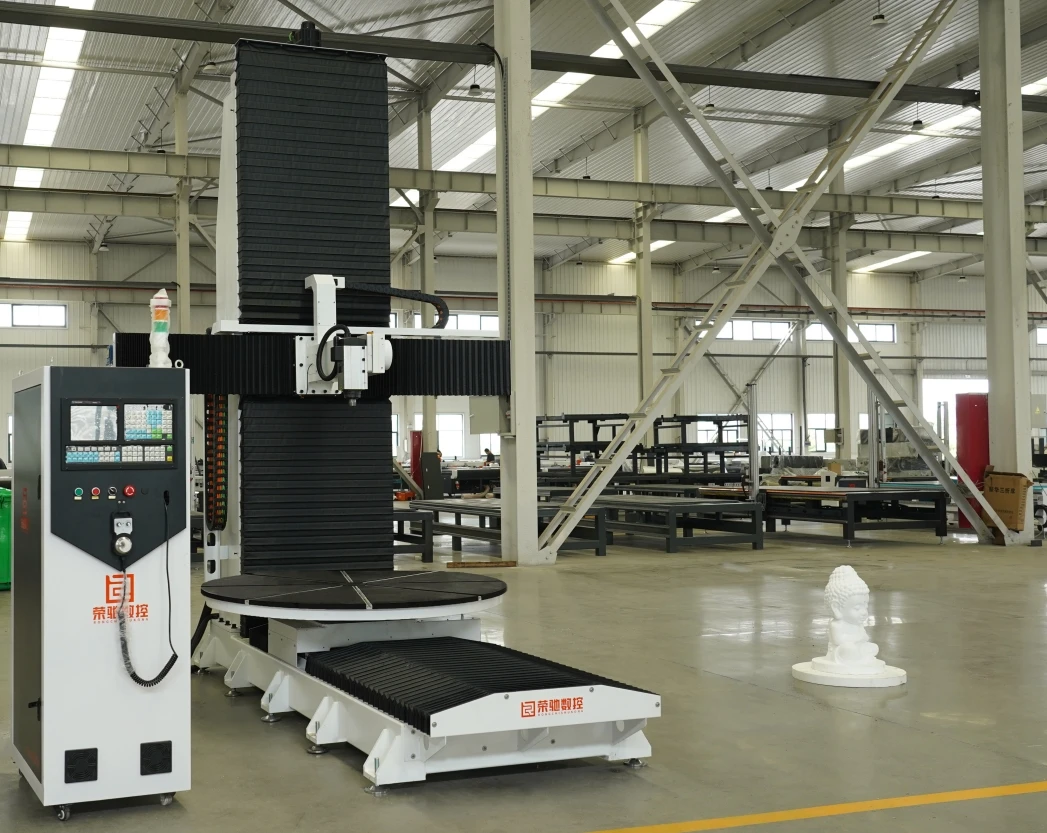 Jinan Rongchi 5 Axis CNC Router Machine Wood Foam Plastic Metal Casting 360 Degree Turning Home Use ATC Spindles PLC Core Sale