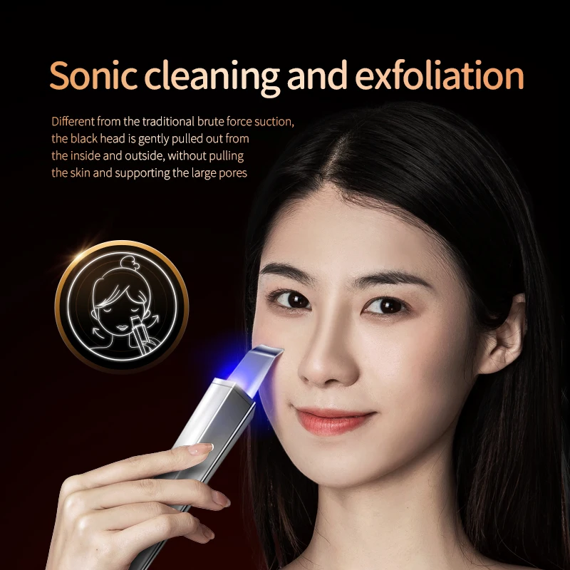 Ultrasound Portable Sonic Beauty Machine Ionic Peeling Facial Skin Scrubber