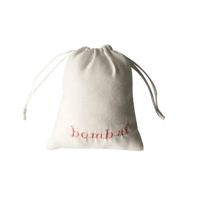 Custom Logo 10x12cm White Reusable Soft Material Suede Fabric Drawstring Storage Bag For Lip Rouge
