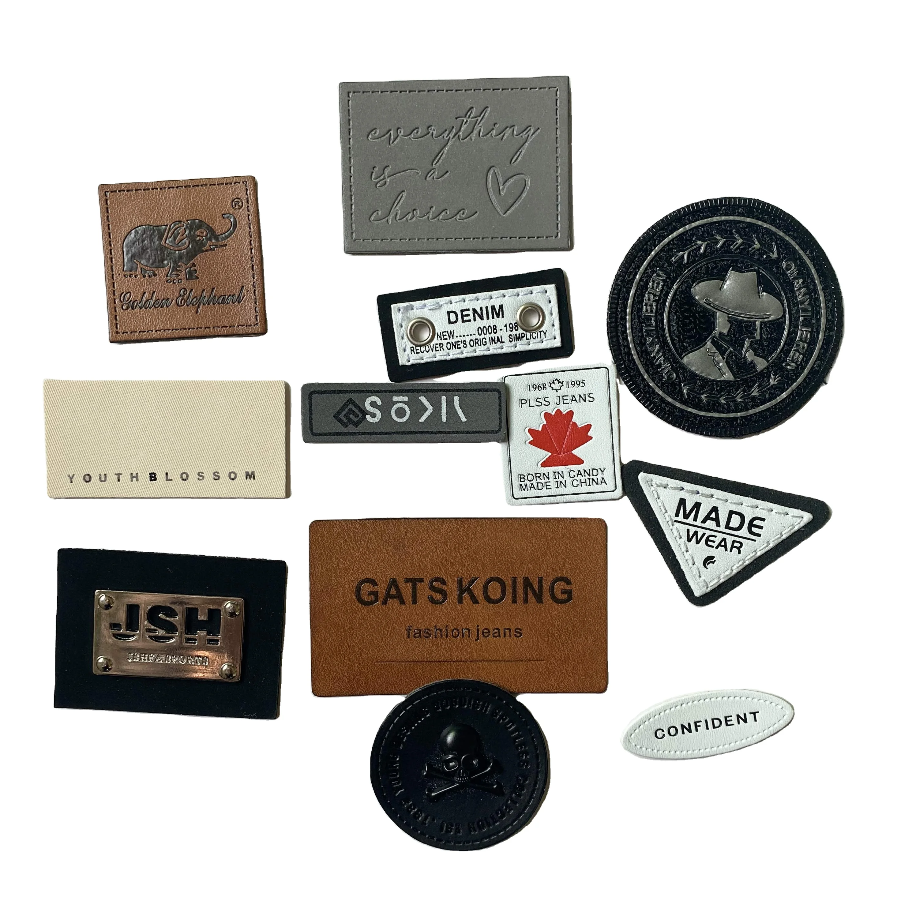 High Quality Custom Logo Debossed Sew On Genuine Tag Jeans Leather Patches Label for Clothing