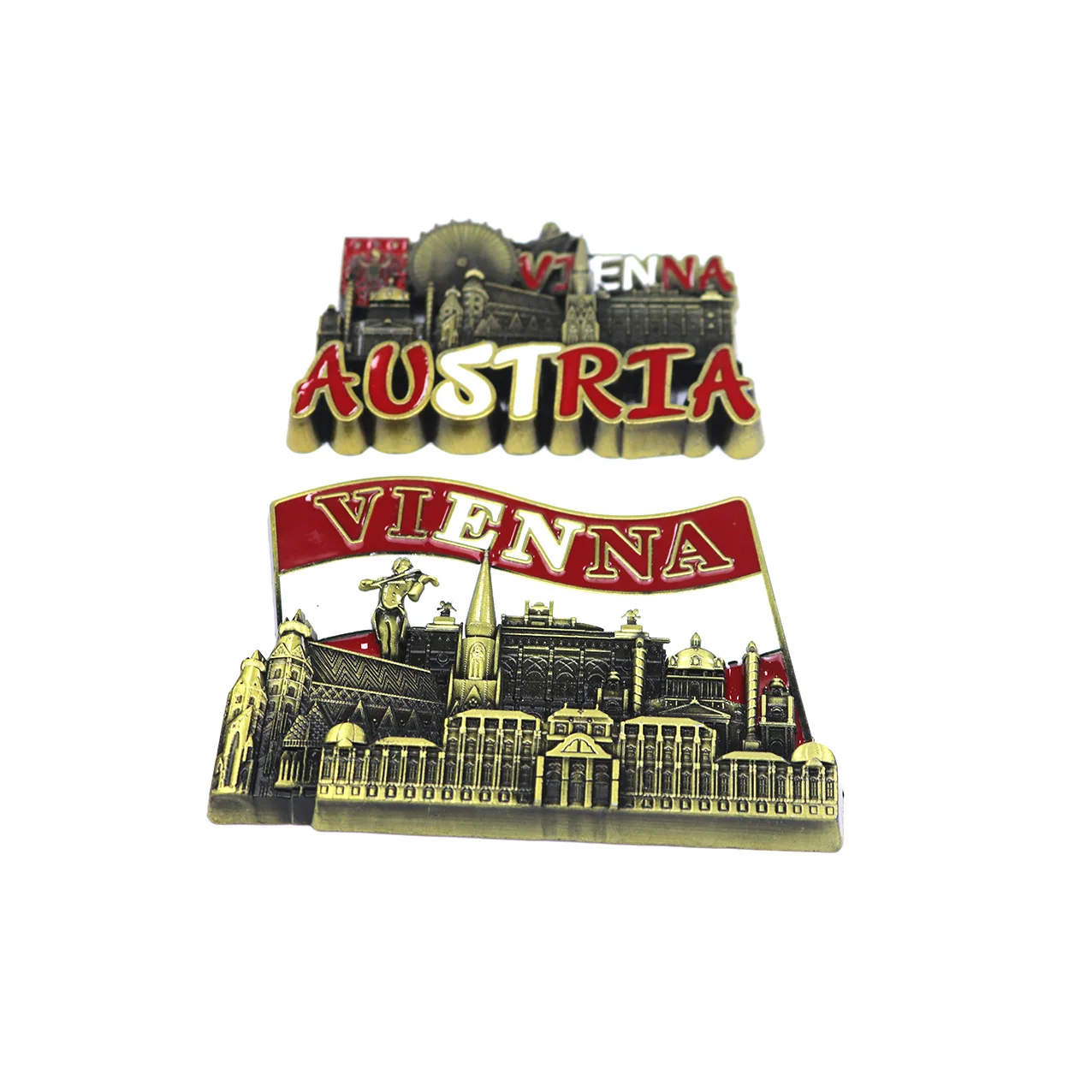 Vienna fridge magnet manufacturer souvenir tourist metal die casting engraving magnetic fridge magnet for party home room decor