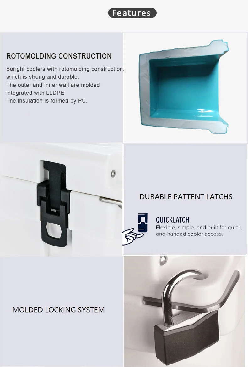 Wholesales 55QT Large Capacity Outdoor Sea Fishing Incubator rotomolded cooler box   Available For Wheels