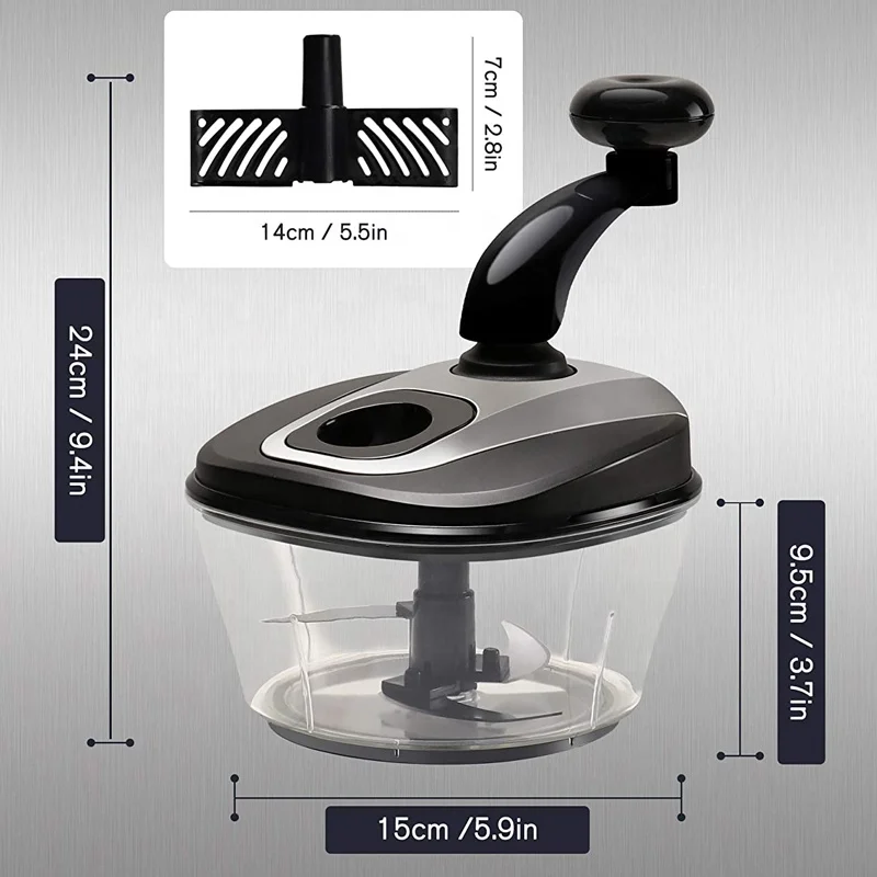 Ourok 1.8L hand crank  meat and veggie chopper dicer manual food grinder with egg separator