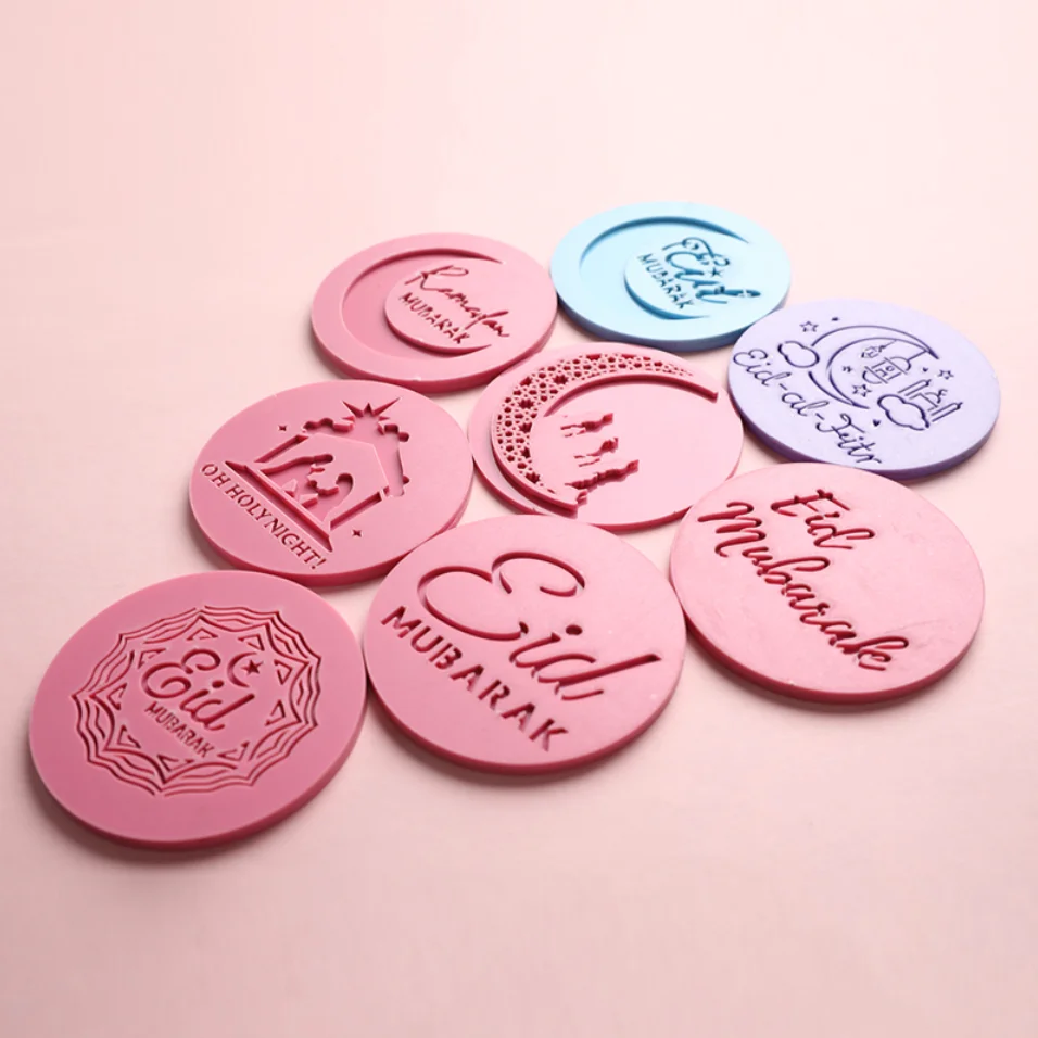 NEW EID Moon Star Temple Mubarak Eid Letter Embossed Cutter Mold Cookie Cutter Stamp Fondant Cake Tools Cookie Stamp for baking