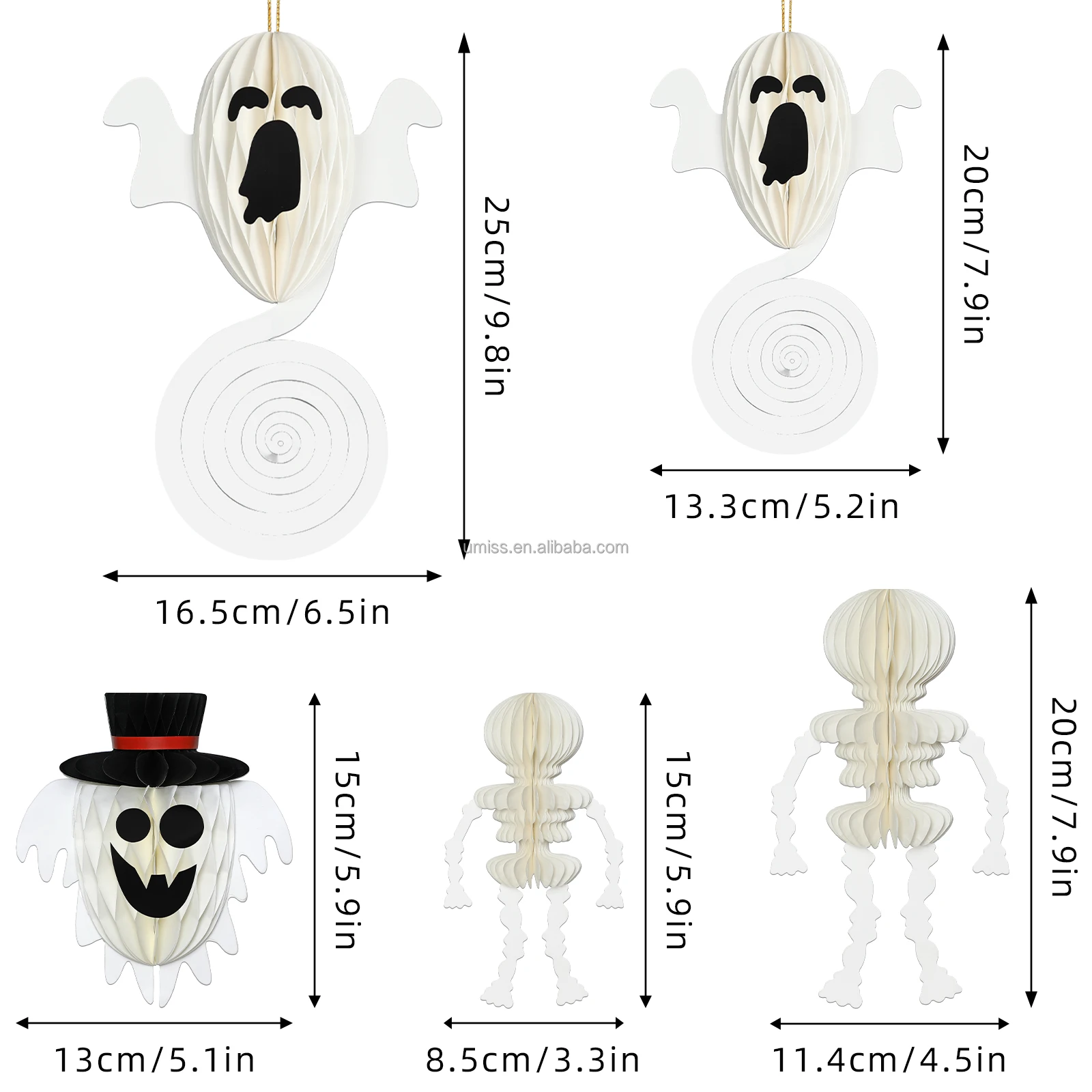 Halloween decorations foldable honeycomb paper ornaments with magnet