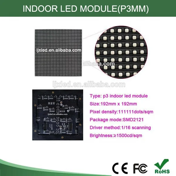 Big promotion !!! P3 smd full color indoor led module , p3 led module size 192x192mm