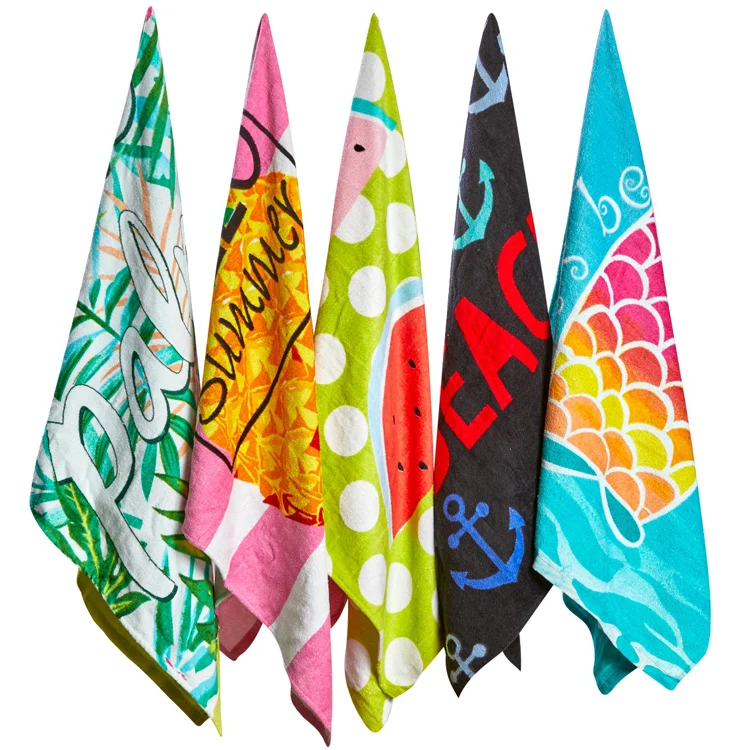 full printing stripe beach towels custom large size cotton velour beach pool towels