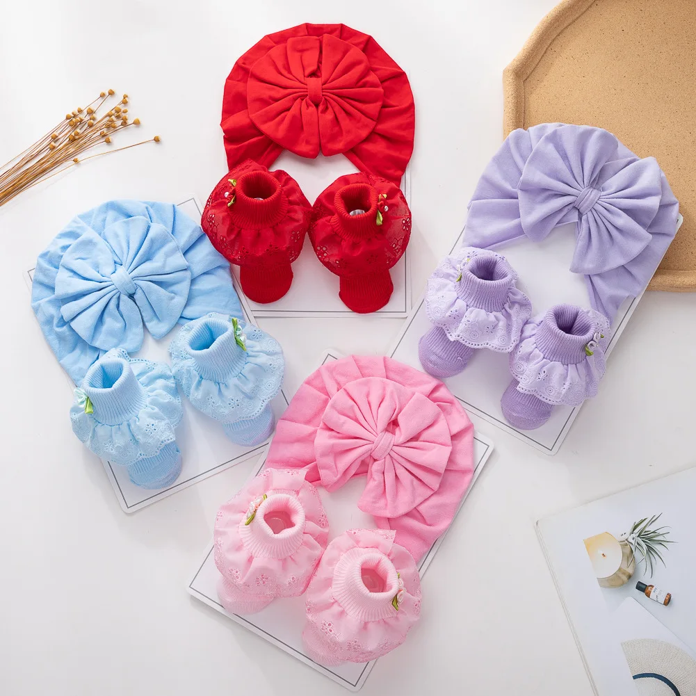 New newborn baby hooded hat and socks set baby Indian hat baby 100th birthday gift set