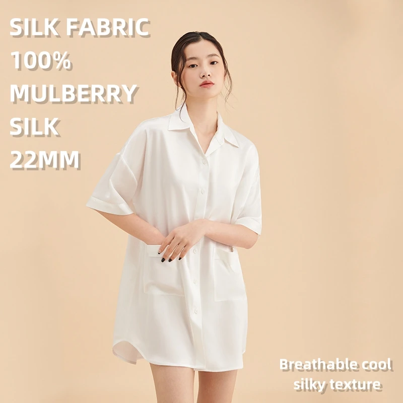 Premium sense shirt pajamas ladies summer new sexy comfortable nightgown short-sleeved home wear womens silk pajamas