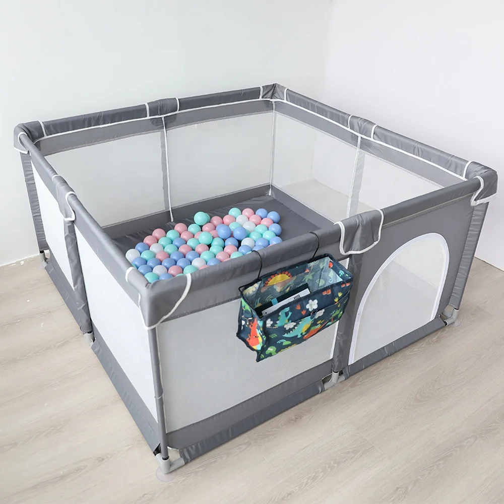 Portable 127*127cm Indoor Outdoor Use Breathable Mesh Children Baby safety playpen With Gate Bag Ocean Ball