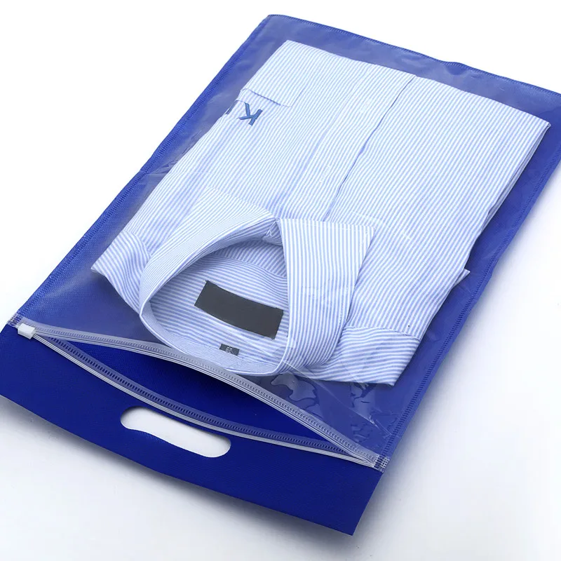 Luxury Top Zipper Clothes Packing Slider ZipLock Plastics Non Woven Bag Flat Mouth Suit Bags with high quality
