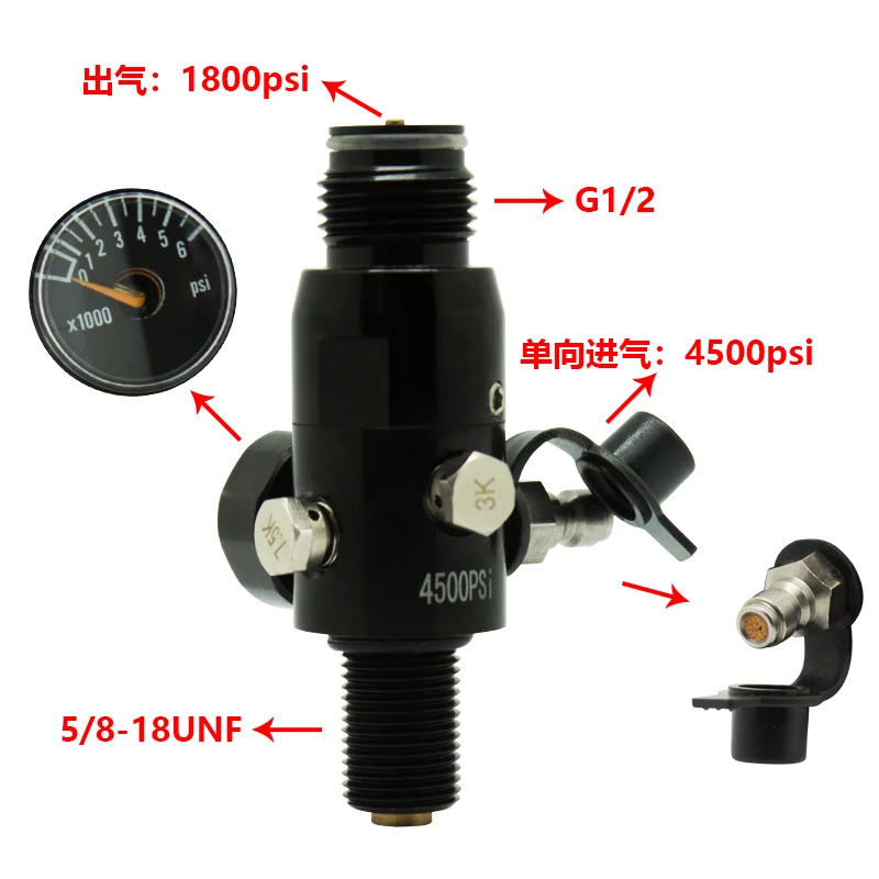 Paintball Accessories New 4500 Psi HPA Air Tank Regulator with Output Pressure 800/1800/2200 Psi