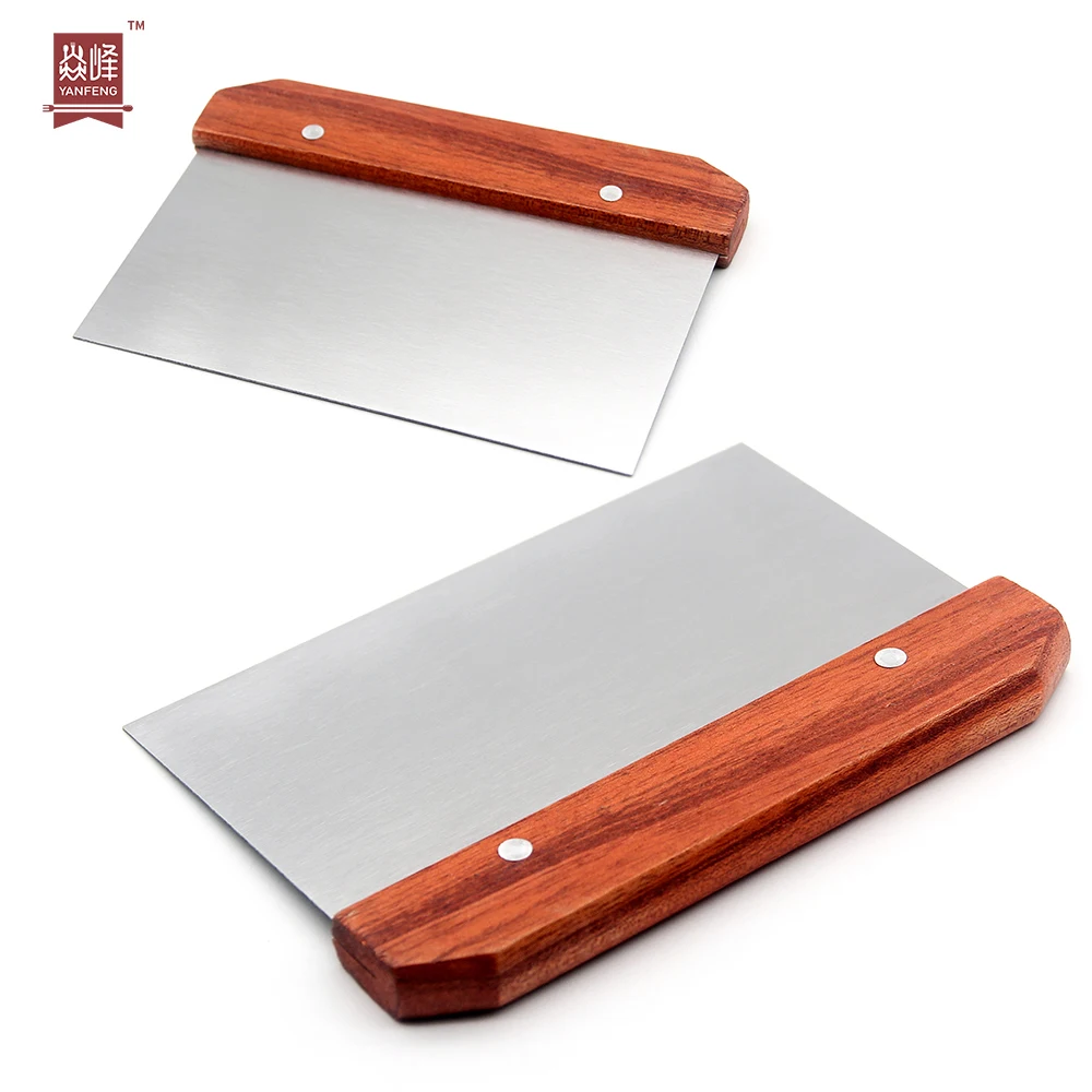 Bakeware Tools Wooden Handle Pastry Scraper and Cutter Stainless Steel Bread Dough Cutter Cake Spatula Tool Kitchen Gadget