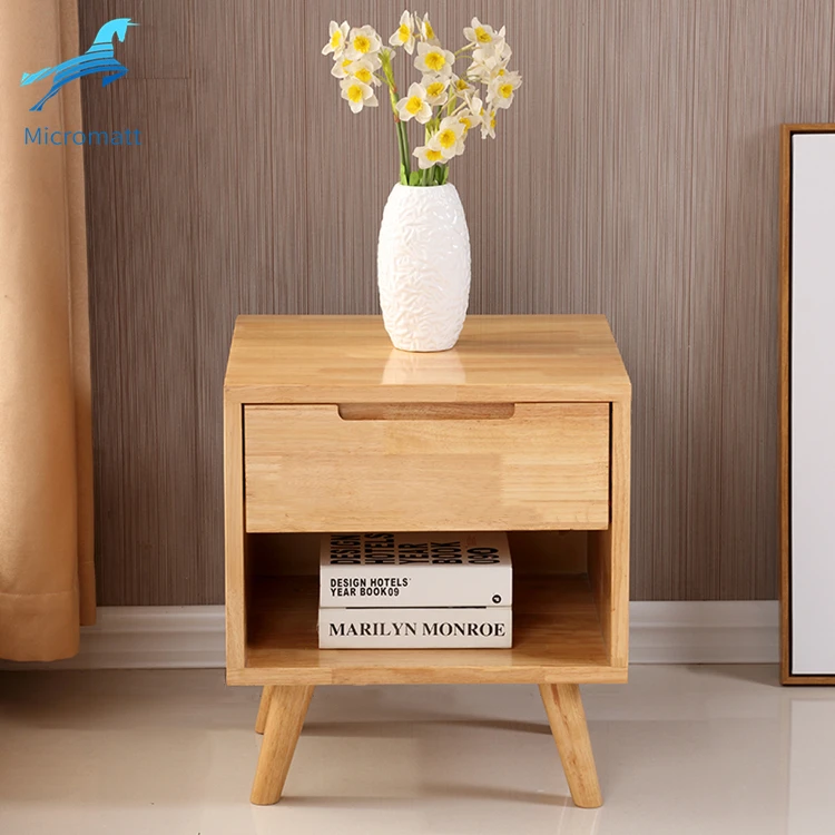 Wholesale Storable Nordic Style Log Color Bedroom Furniture 1 drawer Wood Bedside Table