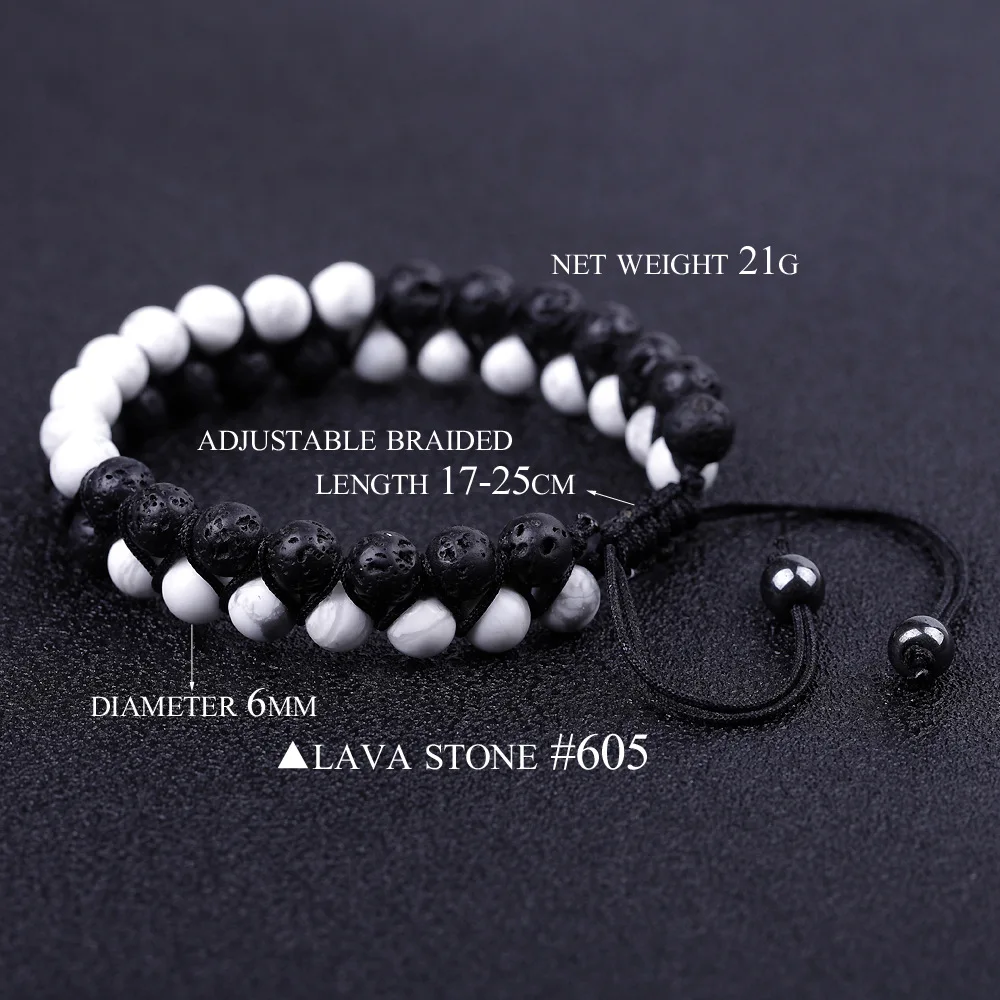  6mm Healing Seven Chakras Beads Black Lava Stone Bracelet Women Men Woven Energy Buddha Bracelets