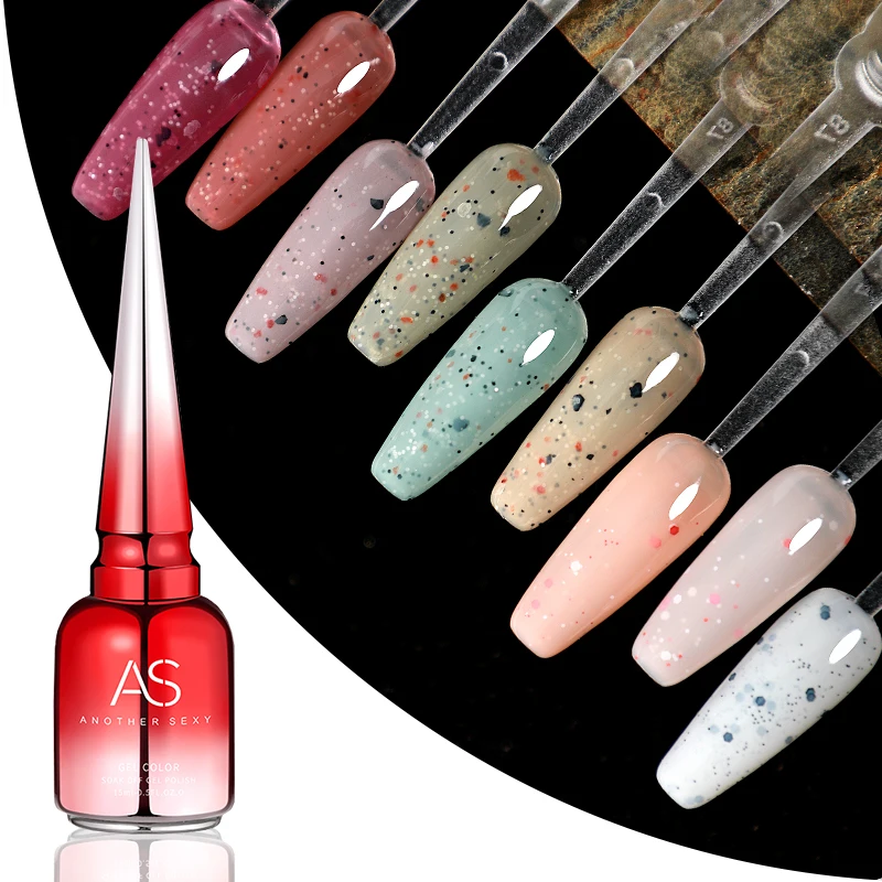 AS Private Label 15ml Nail Art Quail Egg Gel Nail Polish Long Lasting Eggshell Top Coat Gel