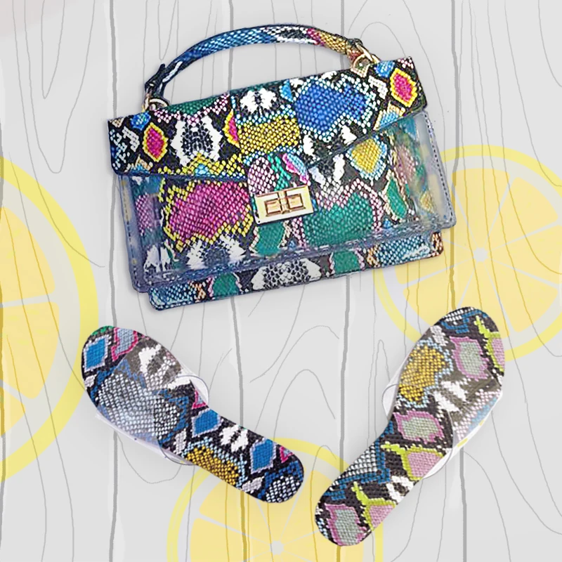 
ladies designers brands bag hand bags snake print matching shoes and bags set for women 