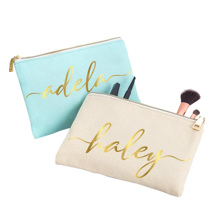 Wholesale Custom Design Logo Printed Plain Organizer Gift Pencil Cotton Canvas Pouch Toiletry Travel Makeup Cosmetic Bag