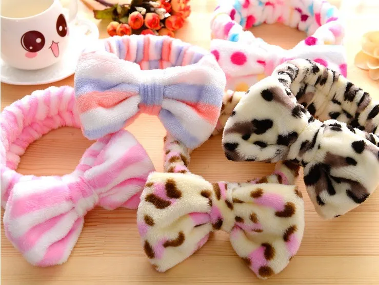 Spa Headband Women Fleece Hair Lace Large Bow Face Wash Headband Make up Headband Hair Band Bow