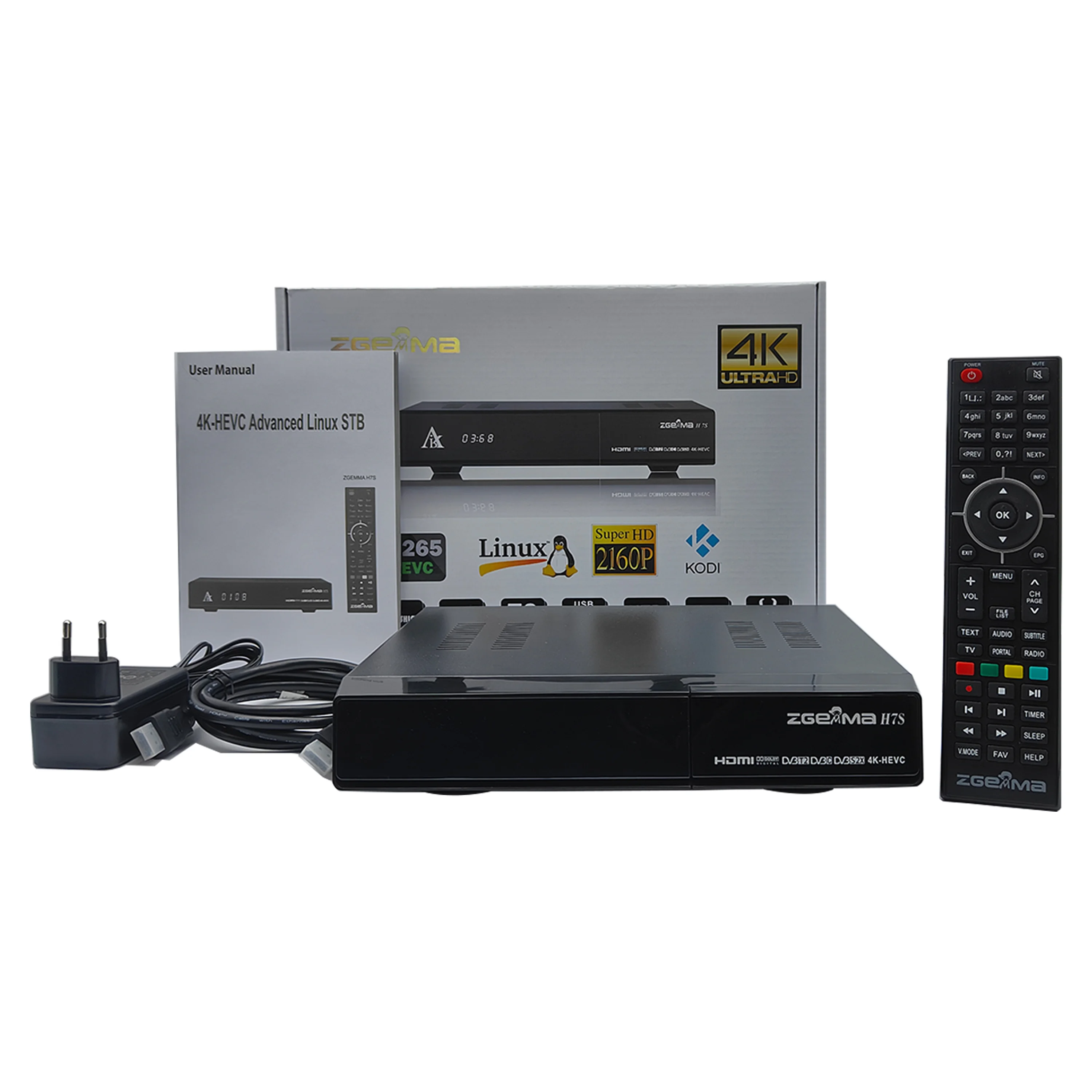4K Satellite TV Receiver 2*DVB S2X+ DVB T2/C Enigma2 Linux OS TV Decoder support CA CI+ IPTV Stalker ZGEMMA H7S