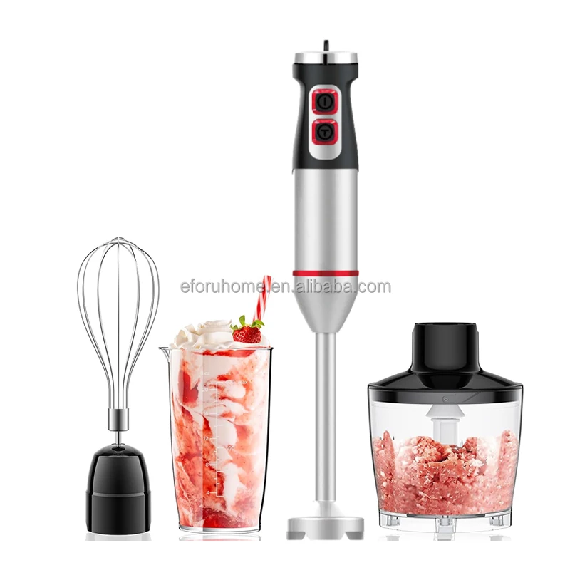 EFORU 1200W Powerful Professional Portable Hand Blender Immersion Machine Electric Hand Stick Blender with Chopper Whisk Cup