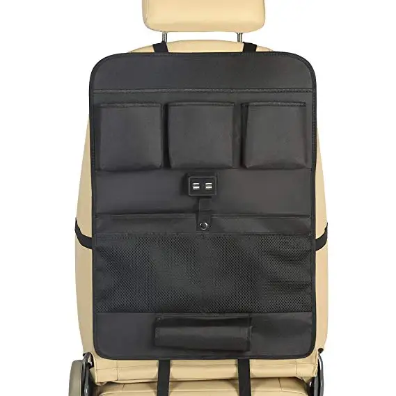 Wholesale Auto Car Seat Back Pocket Organizer with Tablet Ipad Holder 4 USB Ports for Cellphones car seat back organizer