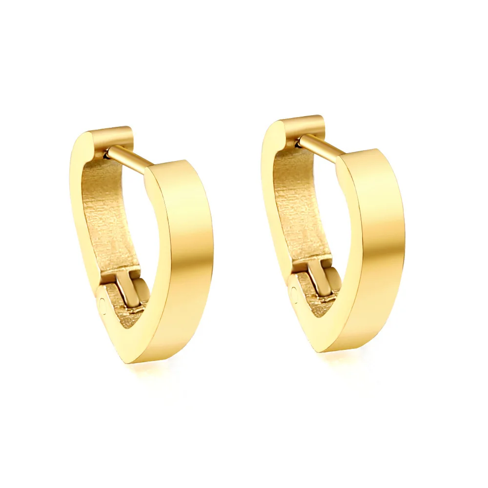 Pvd 18K Gold Plated Huggie Chunky Statement Huggies Earrings Unique Stainless Steel Earrings For Women Jewelry