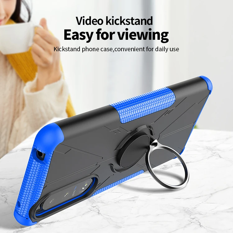 2021 new shockproof case kickstand TPU silicone armor mobile phone case for SONY xperia 5 III ring case