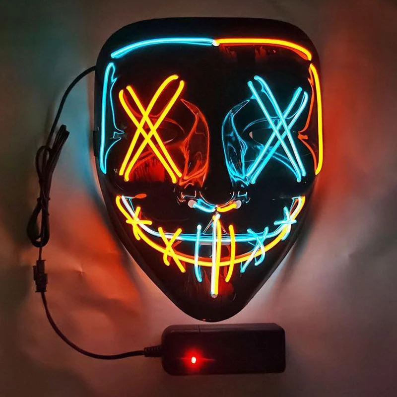 led light up mask for Halloween Festival party 2 colors mask with 3 light modes Halloween purge mask