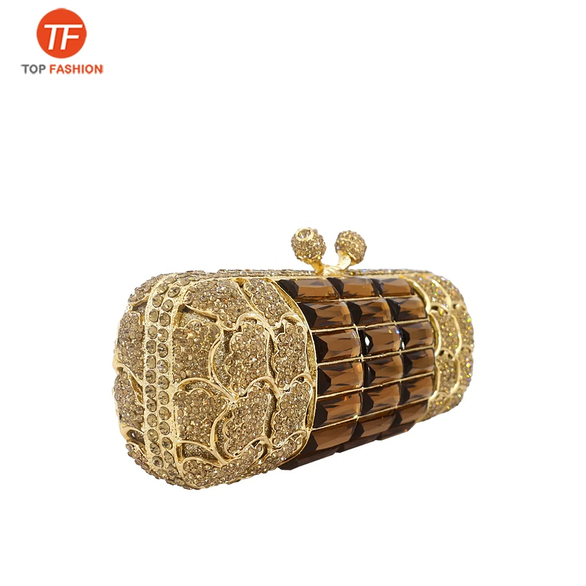 
Factory wholesales Glass Diamond Evening Bag Long Cylinder Clutch Handbag for Party 