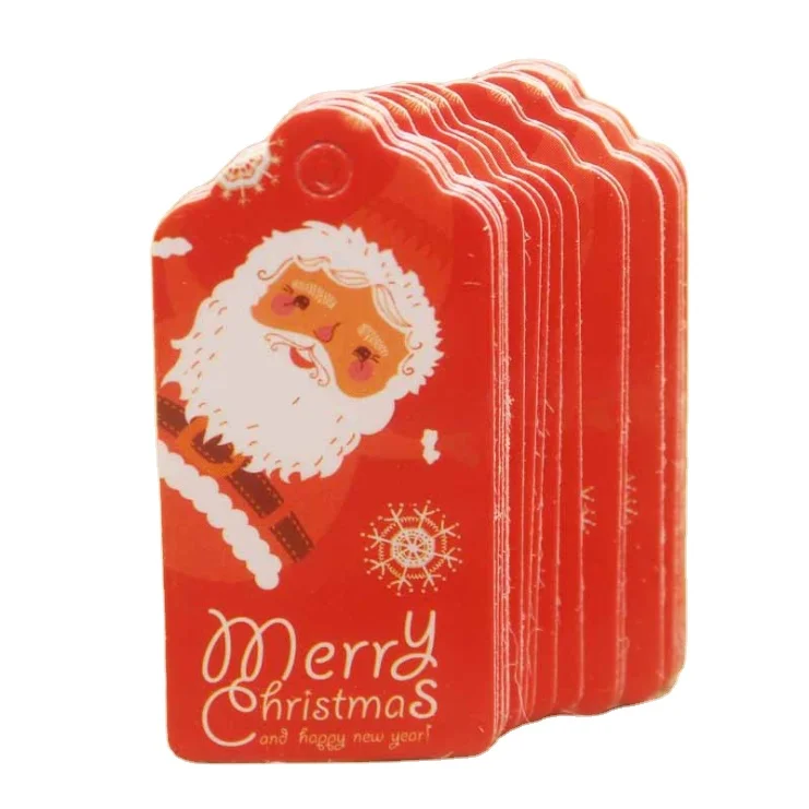 100Pcs/Lot White / Printed Merry Christmas And Happy New Year Gift Tags For Birthday Cake Party Price Garment Label Hang tag