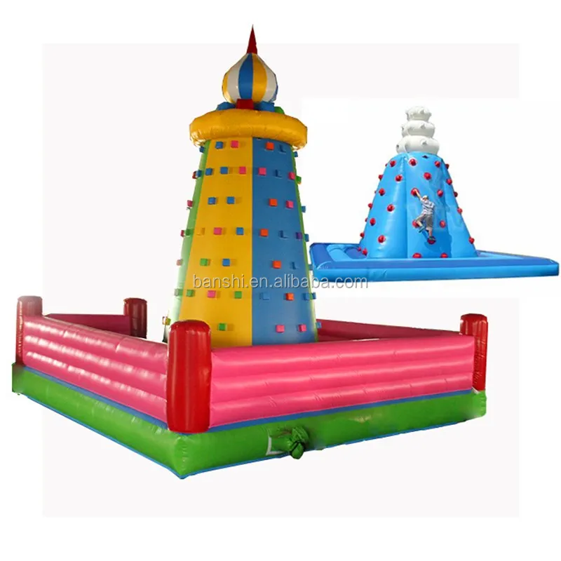 Commerical inflatable sport rock climbing wall for kids and adults.