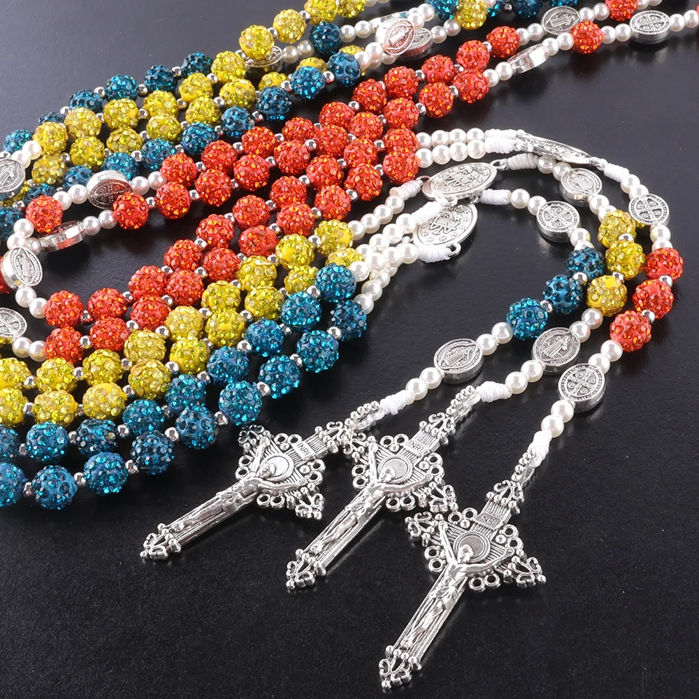 JC Wholesale rosaries 6mm good quality glass rhinestone beads rosary beads catholic religious