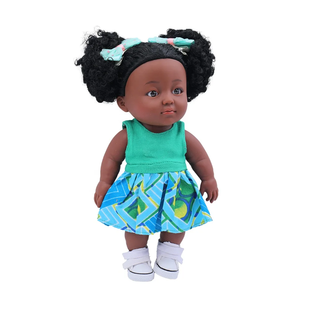 Toy 2023 Black doll  Lifelike Soft Reborn Baby Doll Gift 10 Inch African Vinyl Rubber Baby Toys Doll Wholesale