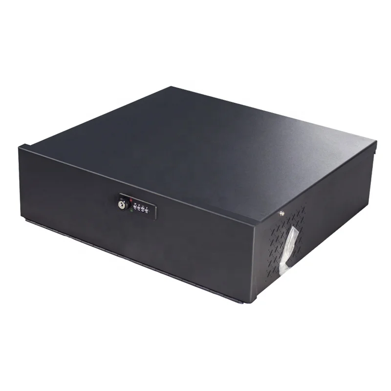 Metal DVR Lock Box With AC/DC Fan and Coded Lock Black CCTV Camera Enclosure