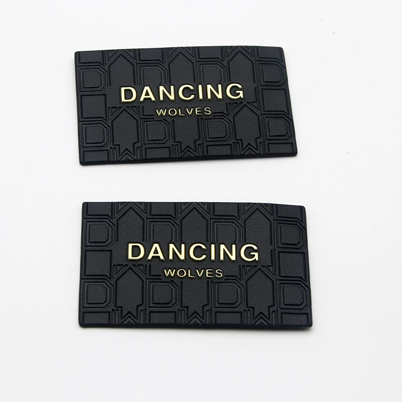 Wholesale Sew on Custom Private Reflective Brand Name Logo Design PU Leather Embossed Badge for