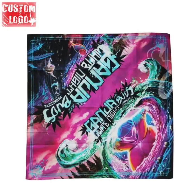Рекламные подарки имитация шелка мягкая хлопковая Бандана с индивидуальным принтом