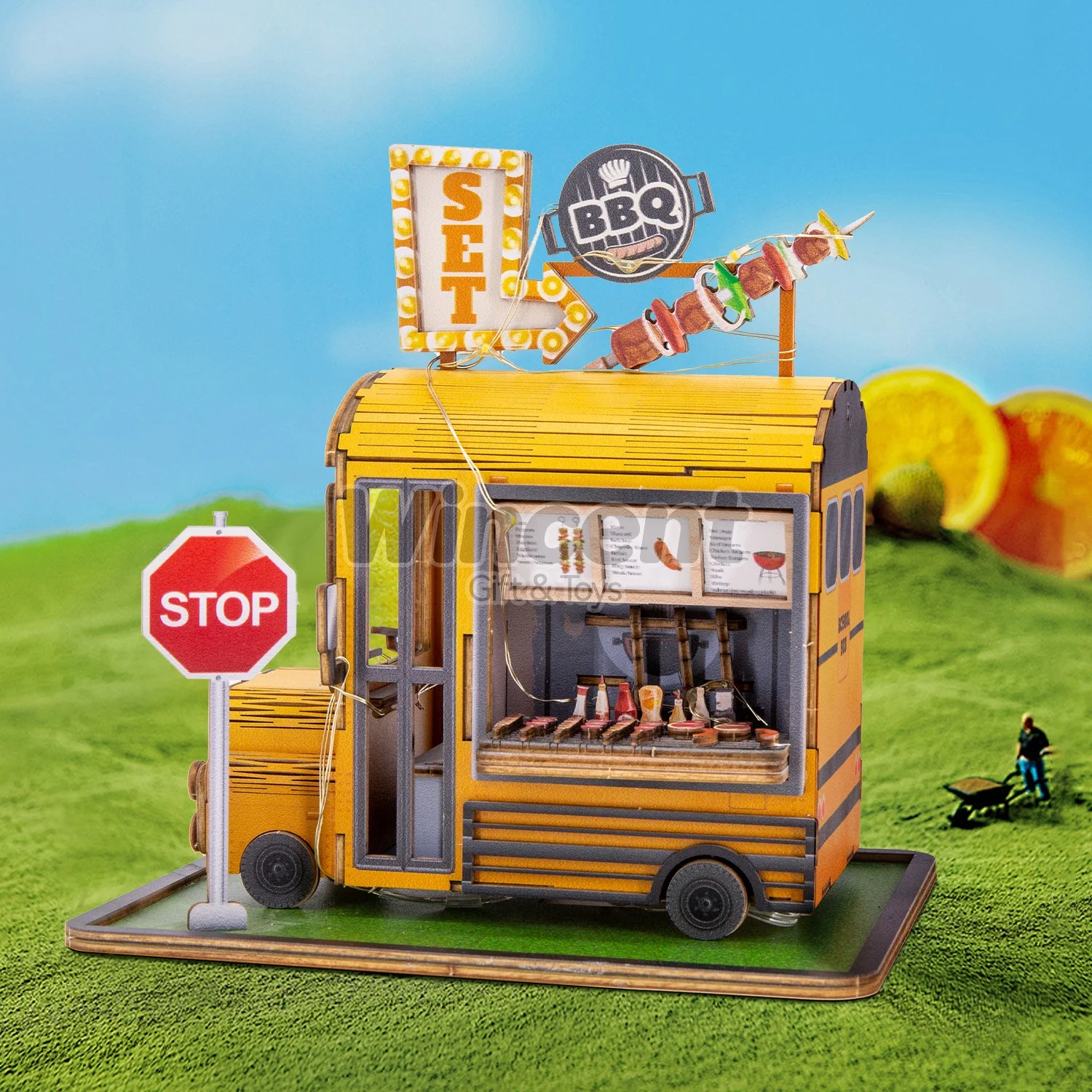 Wincent STEM Toys 3D Wooden Puzzles DG104 DIY Miniature Doll House With LED Light hot selling in girls wooden kids toys