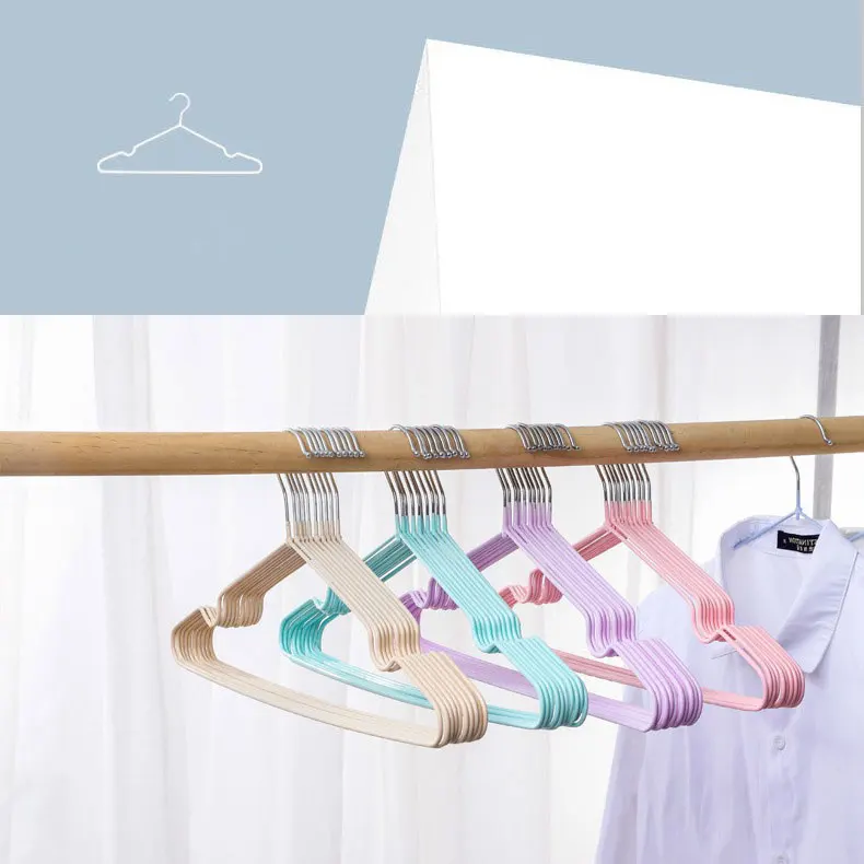 Factory Wholesale Household Metal Hangers Non-slip With Groove Dip Plastic Hangers Adult & Kids Hangers