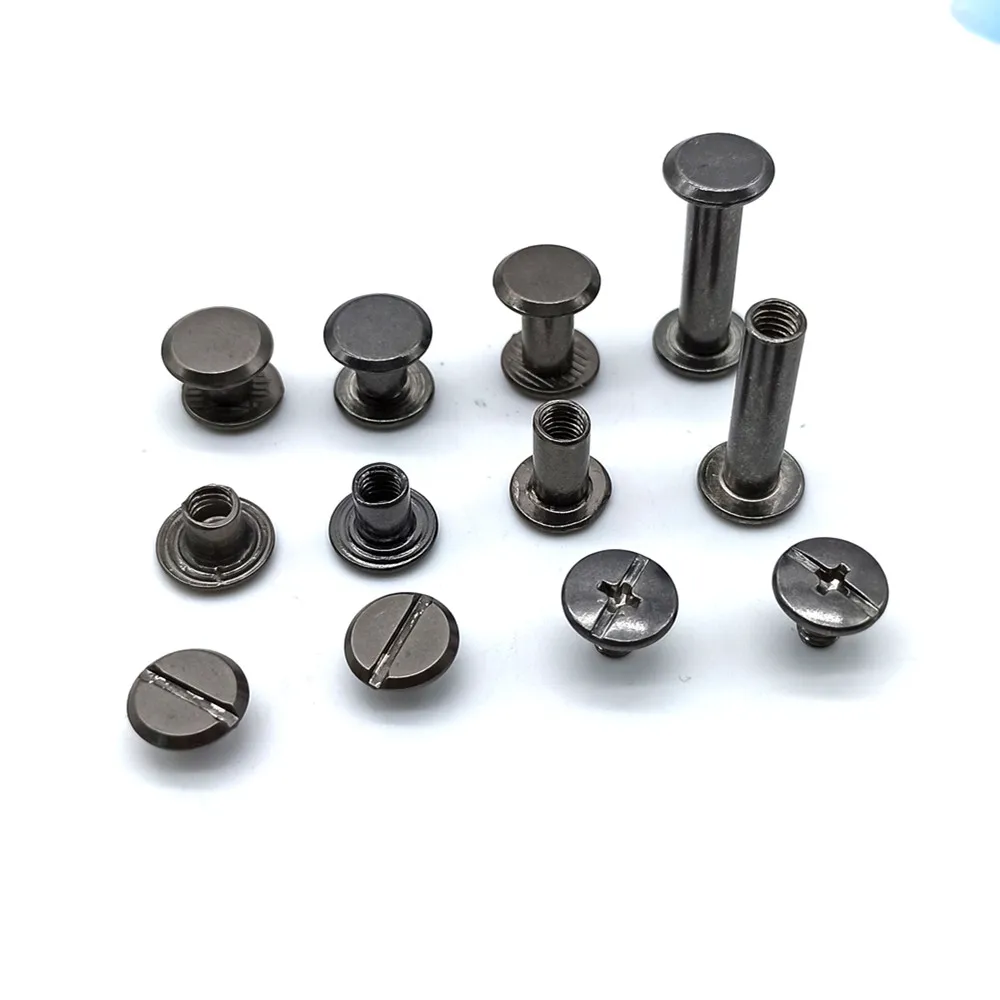 M5*4/5/6/8/10/12/15-125mm Nickel Plated Iron Rivet Book Picture Binding Screw Nail Recipes Albums Butt Rivet Leaflet