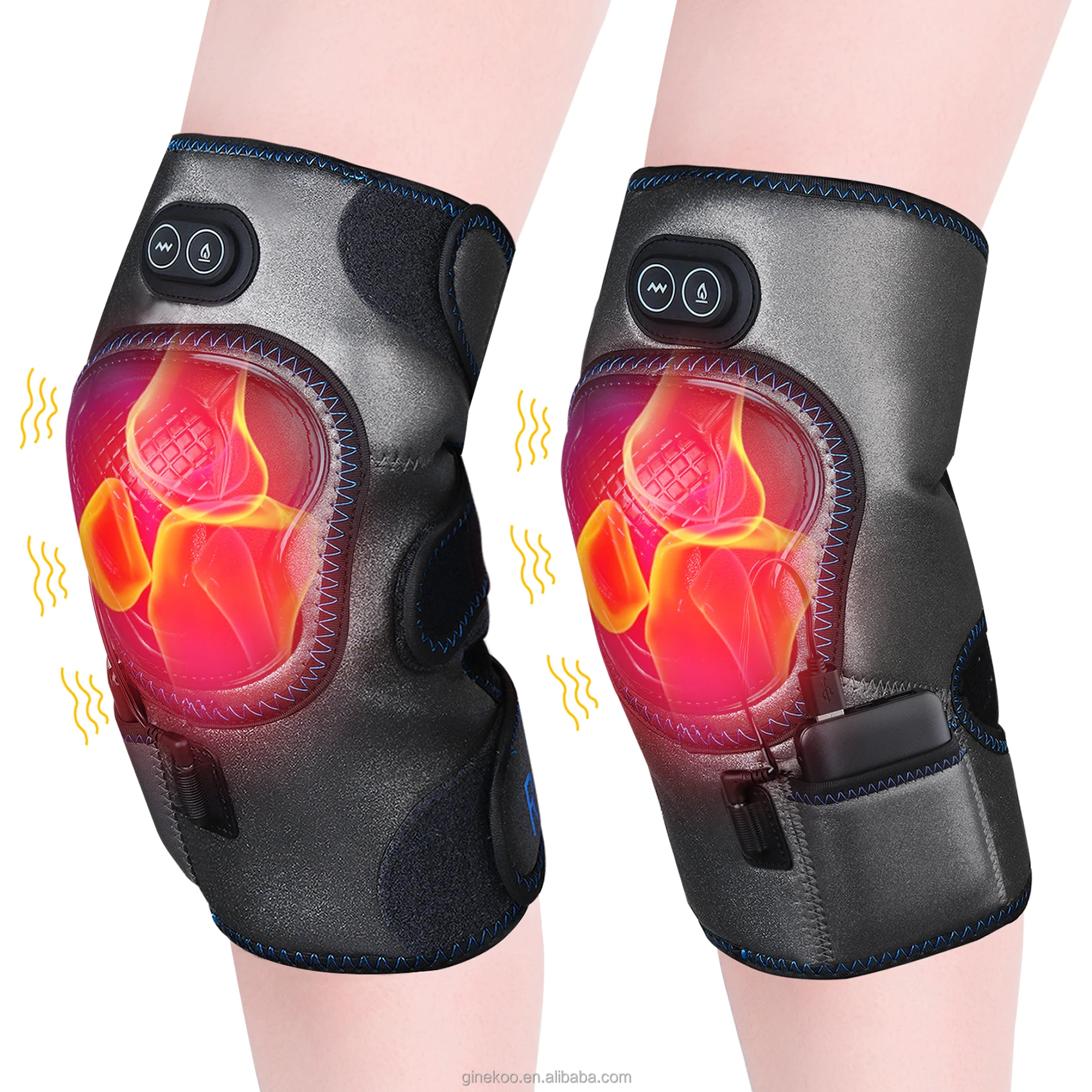 electric heated close fitting kneepads for outdoor sports knee support with rechargeable lithium battery