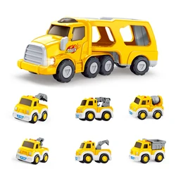 Amazon Top Seller Plastic Inertia Car Play Set Double Deck carrier  Engineering Tractor truck With Sound And Light