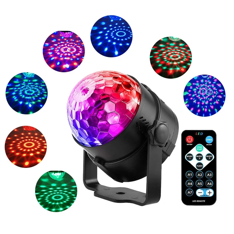 Светодиодный праздничный сценический RGB светильник лазерный Dj стробоскоп Рождественский проектор вращающийся дискошар со звуковой активацией лампа для танцпола 3