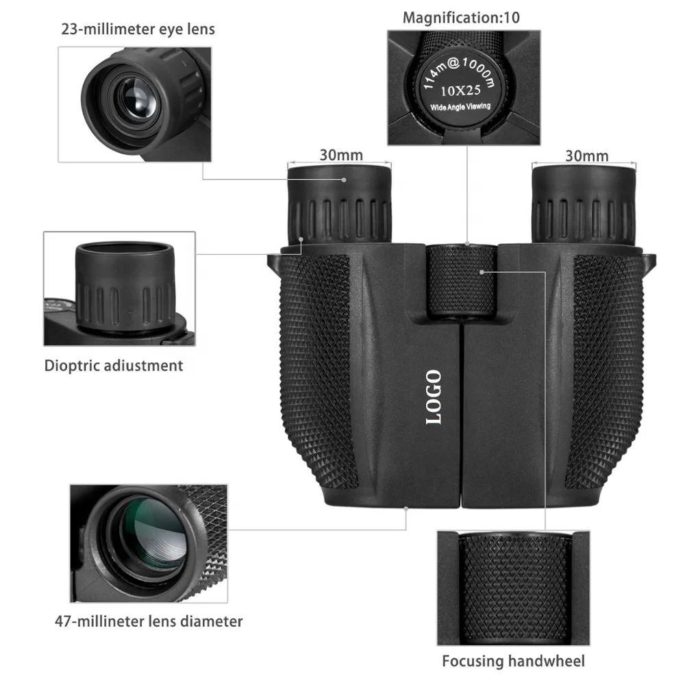 
Custom 10x25 Made In China Children Long Range Army Zoom Bird Watching Opera Mini Binoculars 