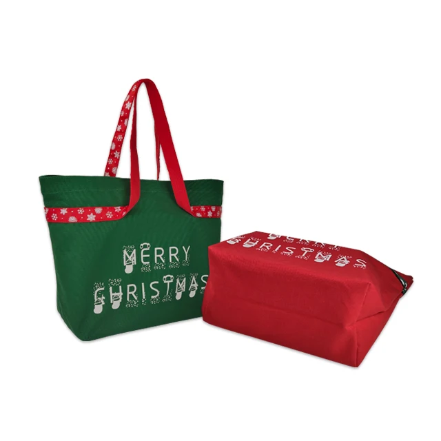 Custom New Style High-Capacity Christmas Pattern Shopping Tote Canvas Shoulder Bags