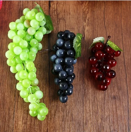 long Bunch Lifelike Artificial Plastic 48Grapes Fake Fruit Food Home Decoration