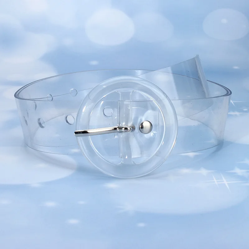 Designer High Quality New Fashion Transparent Woman Round Stitch Deduction Jeans Shirt Coat Hip-hop Accessories Belt