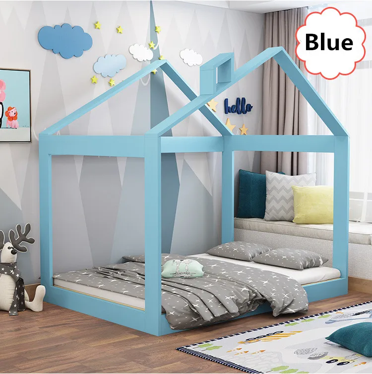 House Bed Kids Bedroom Furniture Wood Floor House Bed Frame Montessori Floor Bed