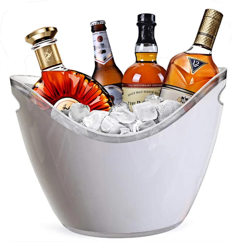 Top Seller 2024 boat shape plastic double wall blue color wine ice bucket champagne ice buckets wine cooler chiller tub