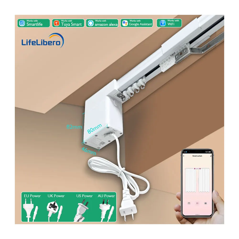 SZMYQ Tuya Smart Home Living Room Custom Mini Automatic WiFi Curtain Motor 50Kg AC Power APP Controlled Smart Curtain Drivers